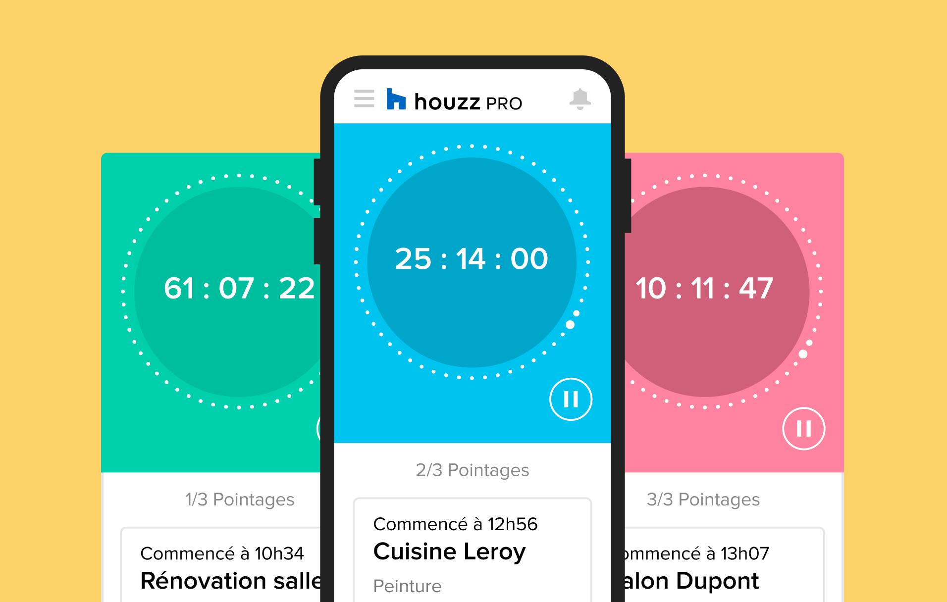 Exemple de pointage sur l'application