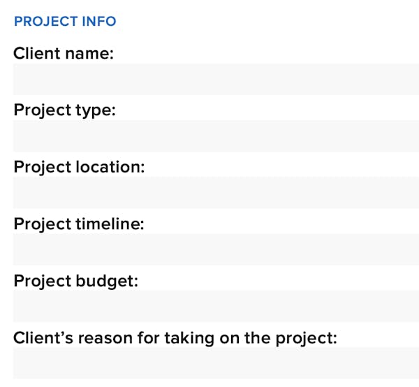 project worksheet