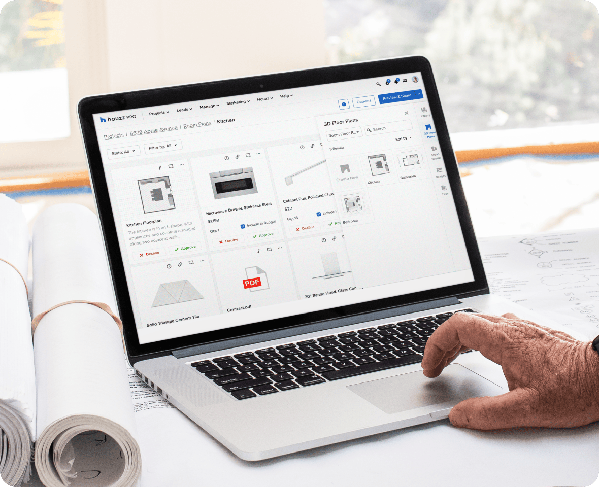 Houzz Pro directly bridges product selection with procurement