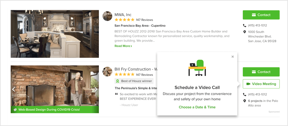 Houzz video meetings 