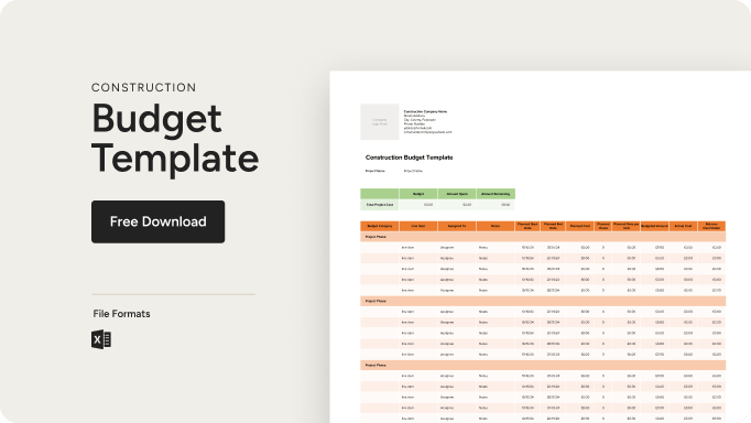 Download link for UK construction budget template