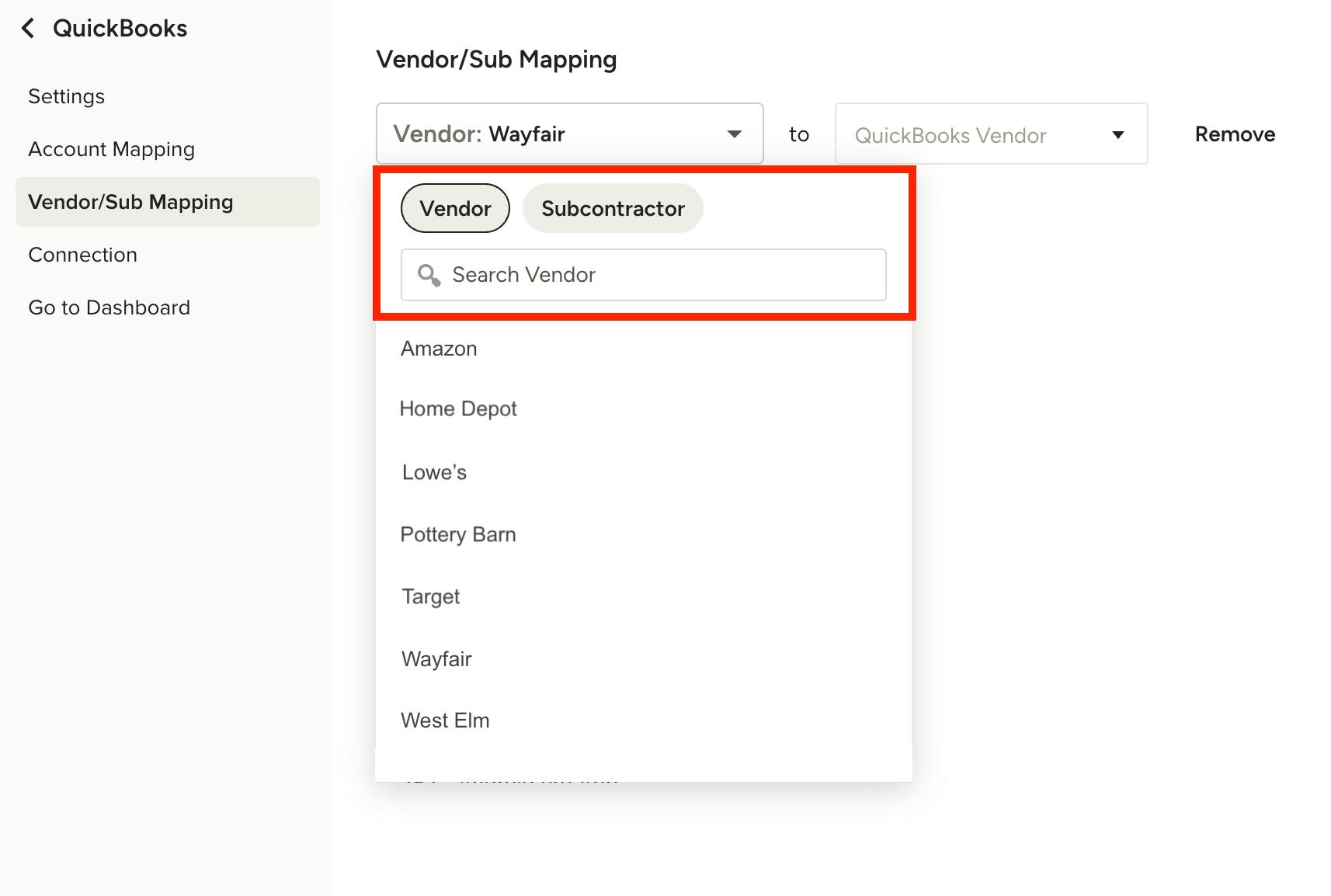 How to Map Vendors and Subs in Houzz Pro to QuickBooks Online