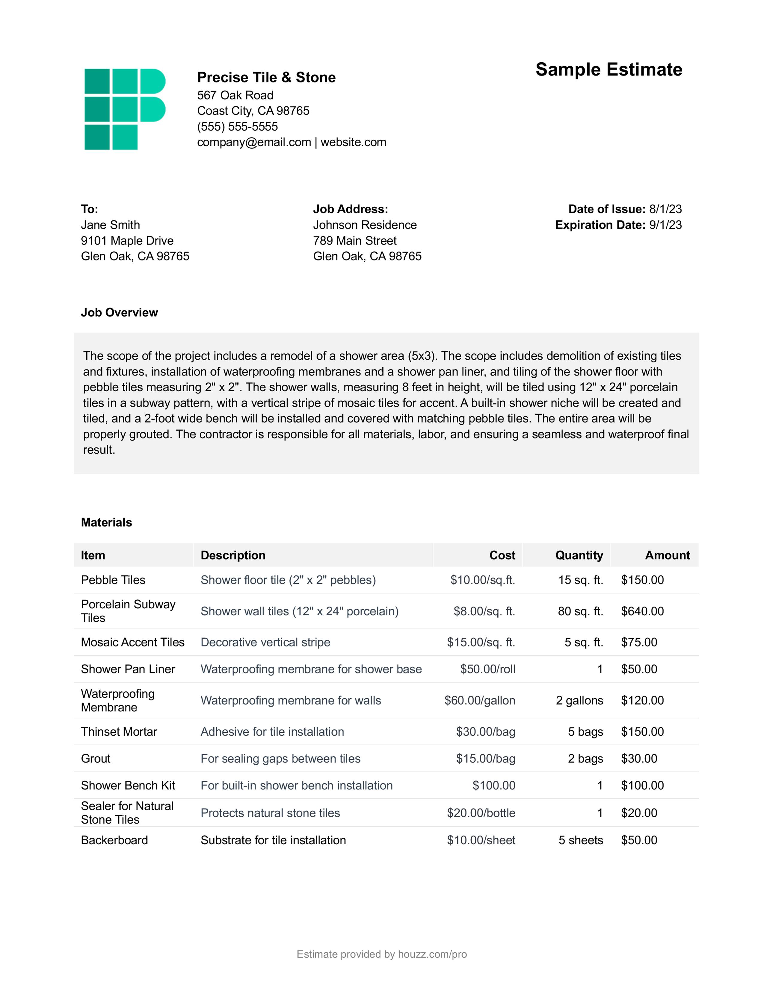 Free Tile Estimate Template How To Guide Houzz Pro Free Tile Estimate Template How To Guide Houzz Pro